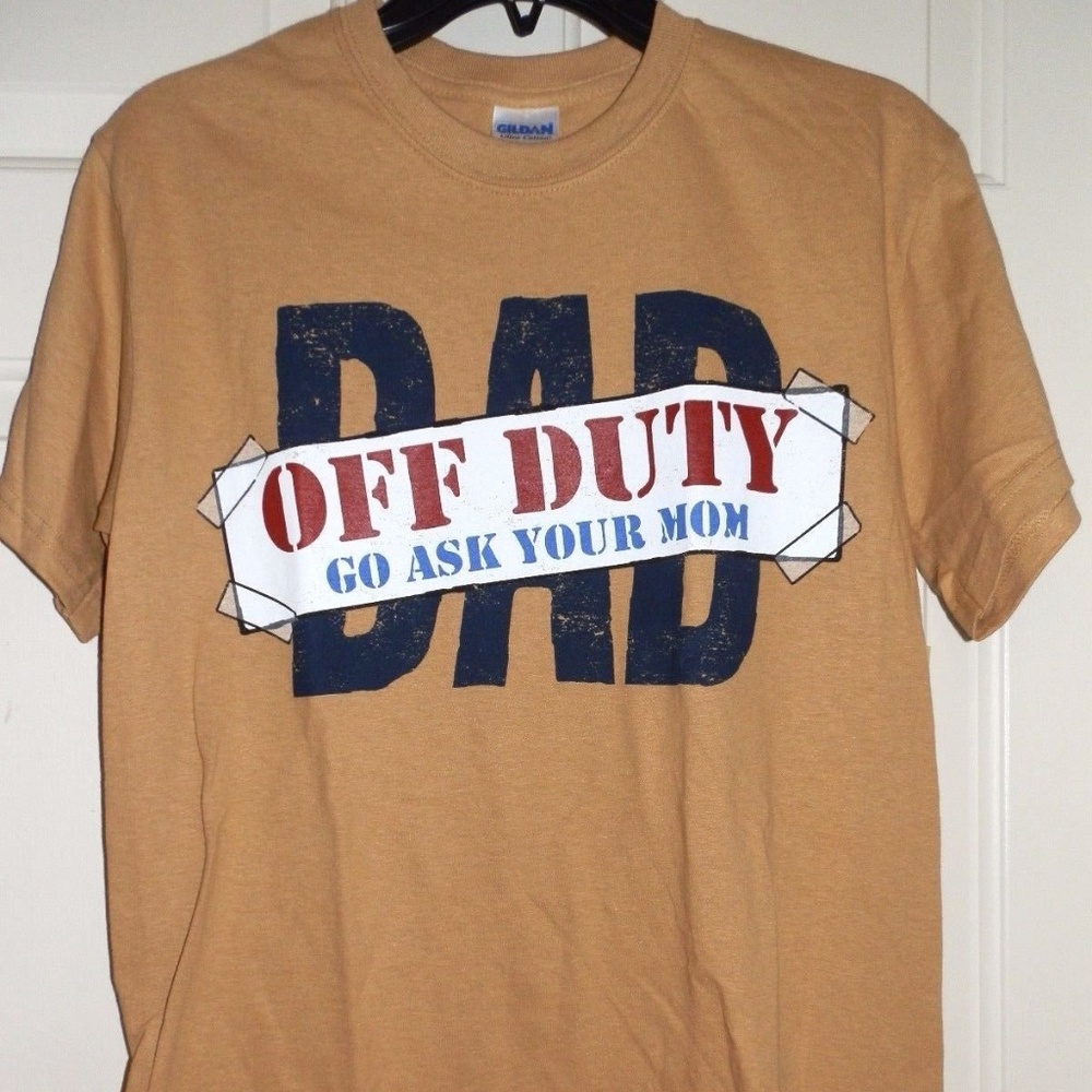 DAD OFF DUTY MENS TAN COTTON TEE